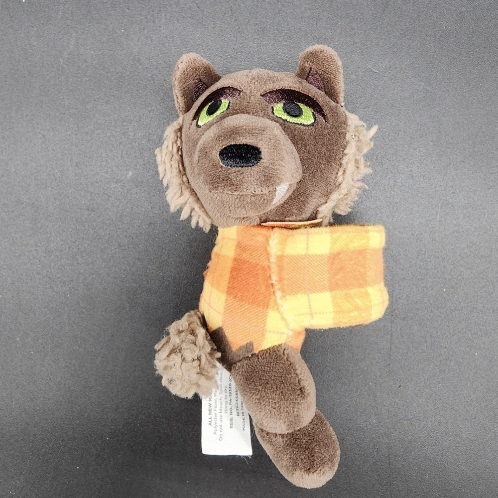 Disney 6" Brown Werewolf Plaid Slap Bracelet Plush Wolf Halloween Spooky Toy